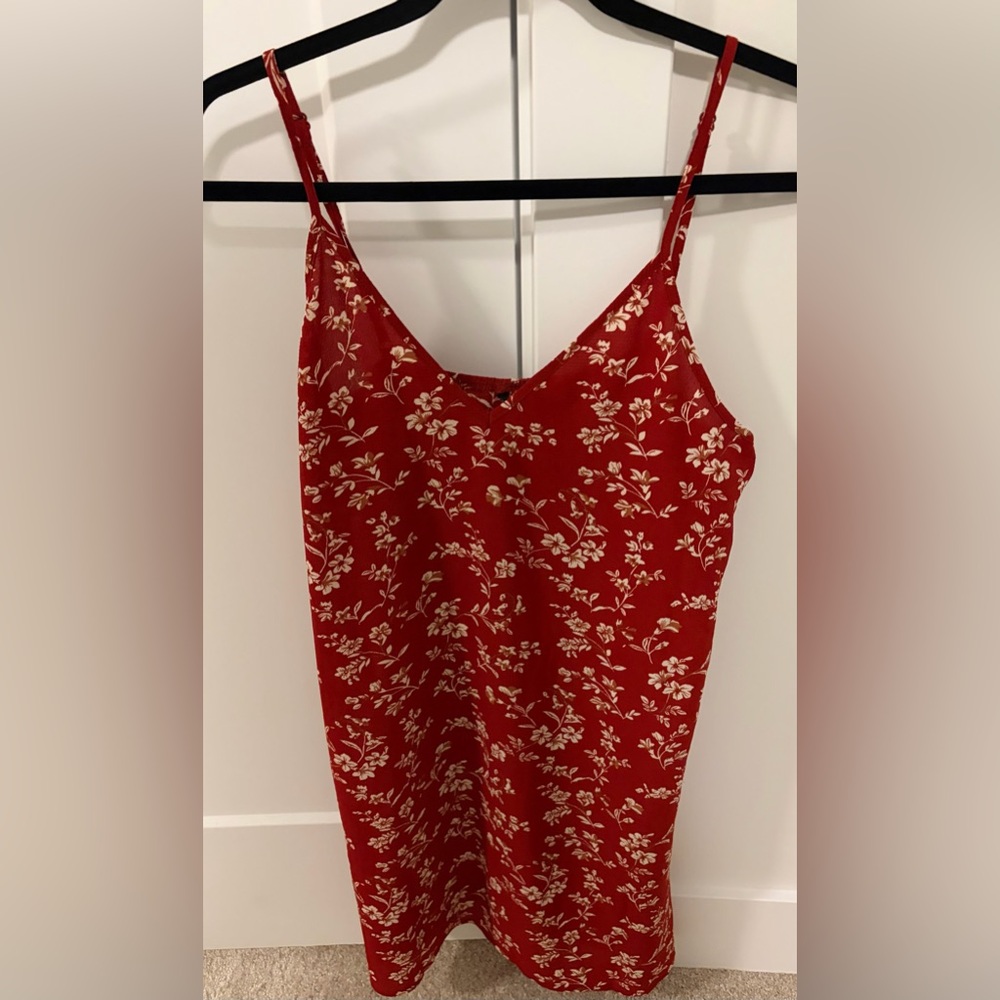 Red Floral Spaghetti-Strap Dress